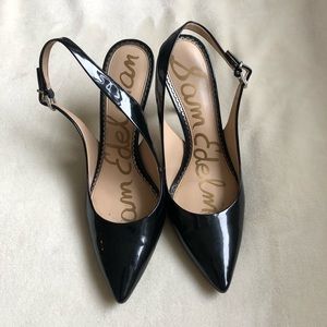 Sam Edelman Black Patent Leather Slingback Heels